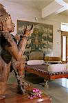 Interior of a concrete structured home dating from the 1970s, the first of its type in India, by architect Bernard Cohen, Ahmedabad, Gujarat state, India, Asia