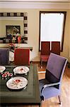 Dining room in contemporary home of a wealthy owner from India's merchant class, a new residence built in New Delhi, India, Asia