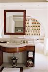 Bathroom area within one of the bedroom suites, Devi Garh Fort Palace Hotel, near Udaipur, Rajasthan state, India, Asia