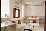 Suite de chambre à coucher, Devi Garh Fort Palace Hotel, près d'Udaipur, état du Rajasthan, Inde, Asie