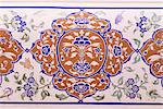 État de detail de la peinture murale exquise dans le Sultan Mahal (hall), Samode Palace Samode, Rajasthan, Inde, Asie
