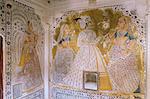 Juna Mahal (ancien palais), un des plus beaux exemples d'un état de Rajasthan palais peintes, Dungarpur, Inde, Asie