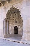 Interior decorative detail, Amber Fort, one of the great Rajput forts, Amber, near Jaipur, Rajasthan state, India, Asia