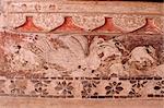 Original peinture murale, l'un des différents décorer les détails se trouvent dans le palais, état de Deo Garh Palace Hotel, Deo Garh (Deogarh), Rajasthan, Inde, Asie