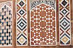 Divers détails inlay peint, doré et Pierre trouvés à l'intérieur et à l'extérieur de la tombe, le tombeau d'Akbar, Sikandra, près d'Agra, Uttar Pradesh État, Inde, Asie