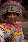 Miao girl in festival hat, Langlin, Guangxi, China, Asia