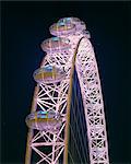 Illuminated by moving coloured lights, London Eye, architects Marks Barfield, London, England, United Kingdom, Europe