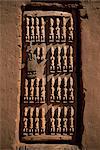 Close-up of granary door depicting ancestors of the Dogons, village in the Dogon area, UNESCO World Heritage Site, Mali, West Africa, Africa