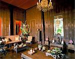 La salle de séjour, la maison de Jim Thompson, Bangkok, Thaïlande, Asie du sud-est, Asie