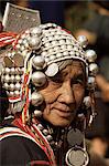 Portrait d'une Akha hill tribu femme, Chiang Rai (Thaïlande), l'Asie du sud-est, Asie