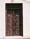 Carved wooden door, Old Town, Mombasa, Kenya, East Africa, Africa