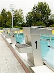 Starting block at swimming pool