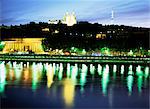 Basilique Notre-Dame de Fourviere, Tour Mettalique, Fluss Saone, Lyon, Rhone, Frankreich, Europa