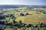 View from Bastide town of Domme across the River Dordogne, Dordogne, Aquitaine, France, Europe