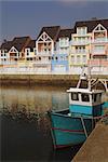 Holiday flats overlooking the port, Deauville, Calvados, Normandy, France, Europe