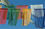 Close-up of prayer flags at Swayambunath, Kathmandu, Nepal, Asia