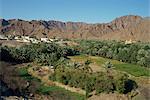 View over the oasis town of Bithnal, Arabian Mountains, United Arab Emirates, Middle East