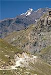 Rough road along Chenab Valley between Lahaul and Spiti, Himachal Pradesh, India, Asia