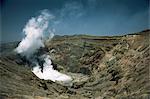 Vapeur panache hors cuisson lac acide, Naka-dake cratère actif, volcan Aso, Kyushu, Japon, Asie