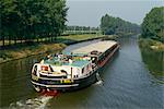 Large barge on canal in northern Germany, Europe