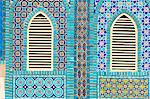 Tiling round shuttered windows, Shrine of Hazrat Ali, who was assissinated in 661, Mazar-I-Sharif, Balkh province, Afghanistan, Asia