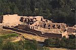 Ruins near Buddhist stupa, carved out of rock known as Top-I-Rustam (Rustam's throne) an early burial mound that contained relics of the Buddha, part of a monastery complex dating from the Kushano-Sasanian period 4th-5th century AD, near Haibak, Samangan Province, Afghanistan, Asia