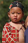 Aku baby girl, Wan Sai Village (Aku tribe), Kengtung (Kyaing Tong), Shan state, Myanmar (Burma), Asia