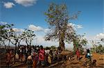 Konso people in ceremonial square, Mecheke village, Southern Ethiopia, Ethiopia, Africa