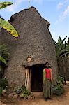 Maison ruche traditionnelle du peuple Dorze entièrement réalisée en matériaux organiques, Chencha montagnes, Ethiopie, Afrique