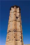 Mortar hole in the Minaret of Bahram Shah, one of two 12th century minarets believed to have served as models for the Minaret of Jam, with square Kufic and Noshki script, Ghazni, Afghanistan, Asia