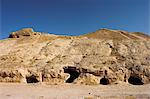 Buddhist caves, living quarters of the monks, in rock-carved stupa-monastery complex dating from the Kushano-Sasanian period, Takht-I-Rustam (Rustam's Throne), near Haibak, Samangan Province, Afghanistan, Asia