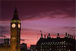 Big Ben et les chambres du Parlement au coucher du soleil, Westminster, Londres, Royaume-Uni, Europe