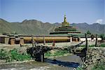 Pont à Xiahe, Province de Gansu, en Chine, Asie