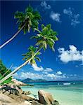 La Digue with Praslin island in background, Anse Severe, Seychelles, Indian Ocean, Africa