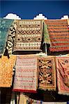 Carpets for sale outside shop in frontier town of Agdz, Morocco, North Africa, Africa