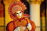 Portrait of a person dressed in mask and costume taking part in Carnival, Venice Carnival, Venice, Veneto, Italy, Europe