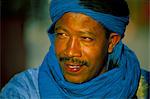 Man wearing blue headscarf, Djemma el Fna, Marrakech (Marrakesh), Morocco, North Africa, Africa