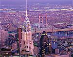 Aerial view over Manhattan, including the Chrysler Building, New York City, New York, United States of America, North America