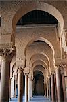 Detail of pillars around courtyard, The Great Mosque, UNESCO World Heritage Site, Kairouan, Tunisia, North Africa, Africa