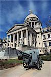 Historic gun outside the Mississippi State Capitol, built in 1903, Jackson, Mississippi, United States of America, North America