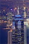 Zentrale Wolkenkratzer bei Nacht, Hong Kong, China, Asien
