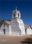 White church at San Pedro Oasis in the Atacama Desert, Chile, South America