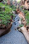 Sécher le lit de la rivière et chute d'eau, zone de Barranco del Inferno, Arona, l'intérieur sud-ouest Tenerife, îles Canaries, Espagne, Europe