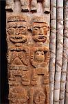 Carving on hut, Bandjoun chefferie, Cameroun, West Africa, AFrica