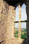 Détail de la fenêtre de Weobley Castle, péninsule de Gower, West Glamorgan, pays de Galles, Royaume-Uni, Europe