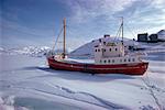 Ship in ice at Angmagssalik, Greenland, Polar Regions