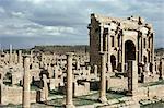 West Gate, Roman site of Timgad, UNESCO World Heritage Site, Algeria, North Africa, Africa