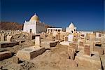 Old graves and tombs in the Einat Cemetery, near Tarim, in the Wadi Hadramaut, Yemen, Middle East
