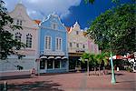 Dutch style colonial building facades, Oranjestad, Aruba, West Indies, Caribbean, Central America