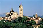 View to cathedral from north, Segovia, Castile and Leon, Spain, Europe